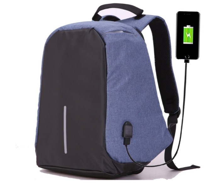 Anti-Theft Backpack 18 Inch with USB Port Blue - Zoom Image 3