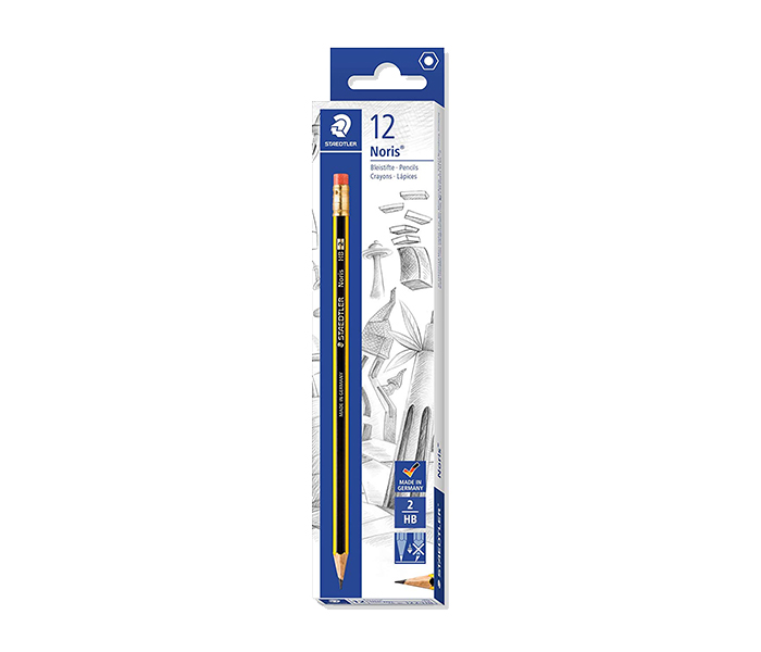 Staedtler ST-122-HB Pack of 12 Noris Pencil with Eraser - Black & Yellow - Zoom Image 5