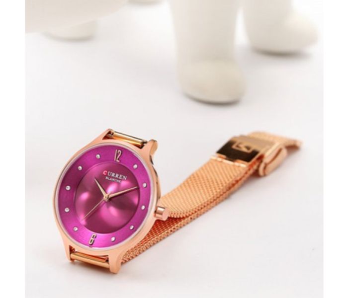 Curren 9036 Analog Quartz Watch For Women Pink and Gold - Zoom Image 2