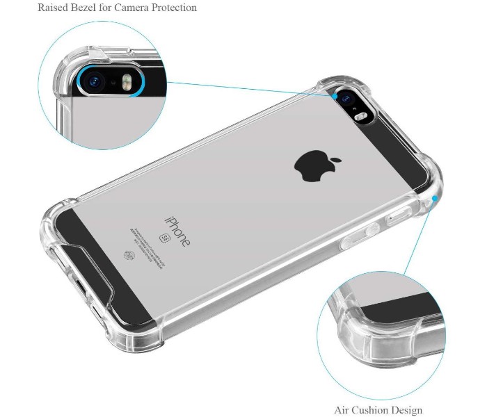 Shockproof Silicone TPU Transparent Back Case For iPhone 5G, 5S and SE STHC43 Clear - Zoom Image 5