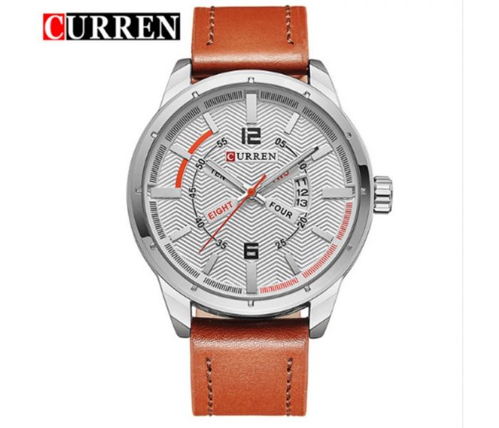 Curren 8211 Casual Double Scale Quartz Watch For Men Brown and White - Zoom Image 4