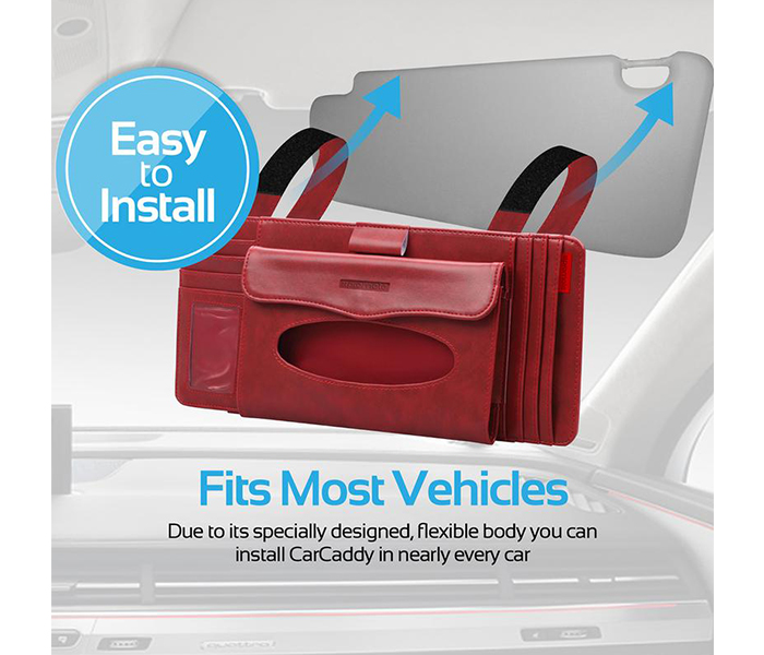 Promate CARCADDY Multi-Function Car Visor Organizer - Red - Zoom Image 3