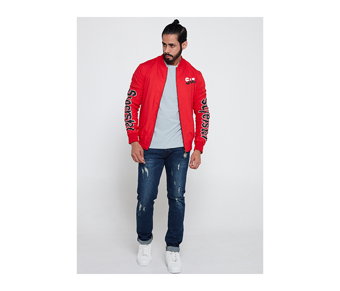 Lynk LY10043 Printed Bomber Jacket For Men L - Red - Zoom Image 3