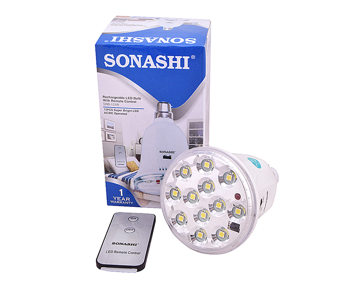 Sonashi SRB-121-R 12 Piece Rechargeable LED Pin Type Bulb with Remote Control - White - Zoom Image 2