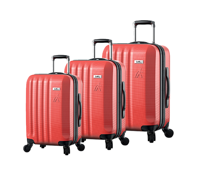 Traveller TR-1016A 20-inch Abs 4 Wheel Trolley Bag Set - Red, 3 Pieces - Zoom Image