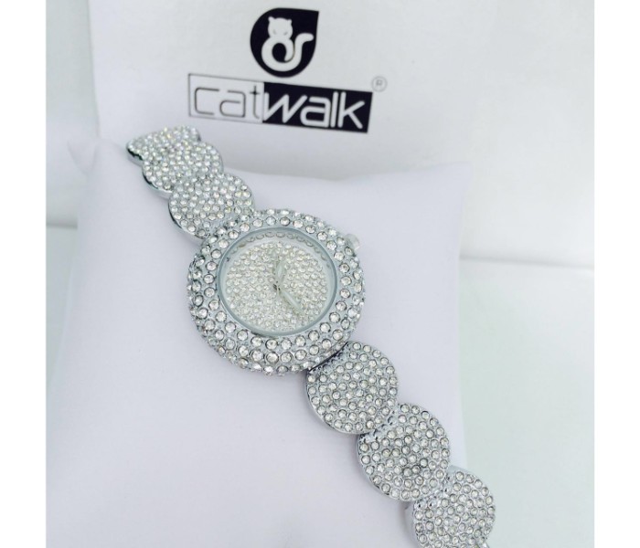 Catwalk CW-157 Genuine quality Fashionable Cz Watch For Women - Silver - Zoom Image