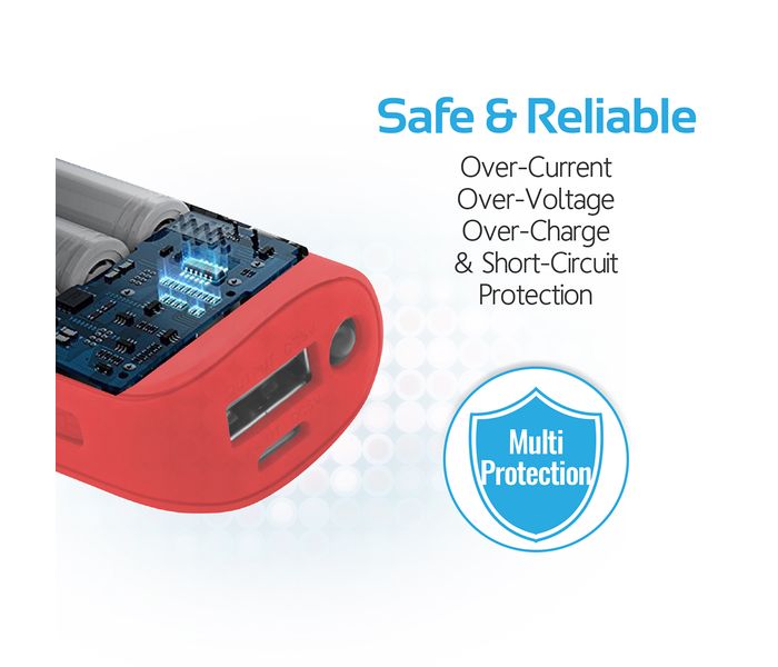 Promate Aid Bar-2 2500 mAh Ultra Compact Universal Power Bank, Red - Zoom Image 6