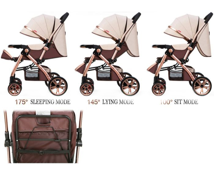 Foldable Anti shock Baby Stroller AR-135-2 Khaki - Zoom Image 3