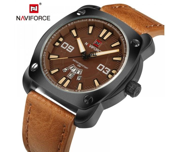 Naviforce NF9096M Genuine Leather Fashion Sports Watch for Men - Brown - Zoom Image 1