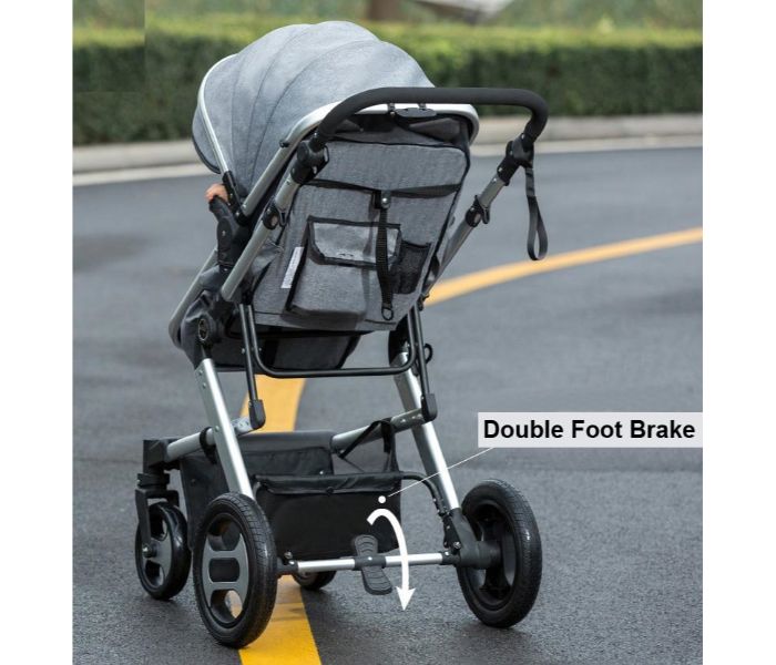 Foldable 2 In 1 Baby Stroller Newborn Carriage AR-134-1 Silver - Zoom Image 4