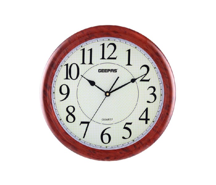 Geepas GWC4804 Wall Clock Taiwan Movement White and Brown - Zoom Image