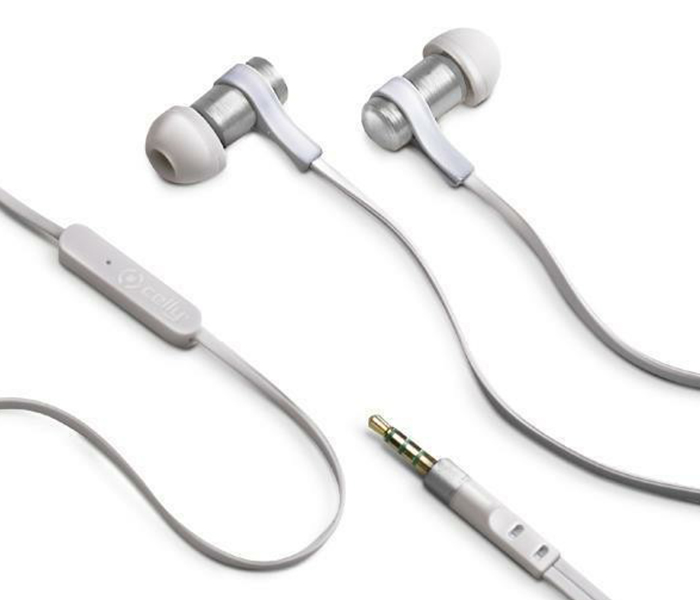 Celly BSIDE35SV 3.5mm Universal Stereo Earphones with Microphone - 1.2 Meter, Silver - Zoom Image 2