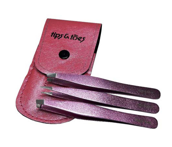 Tips & Toes TT-272PN Tweezer Kit Set of 3 Pieces, Pink - Zoom Image 4