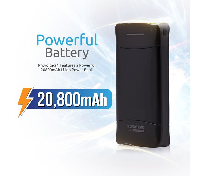 Promate ProVolta-21 20800 mAh 3.1A Portable Charger Power Bank with 3 USB Ports, Black - Zoom Image 1