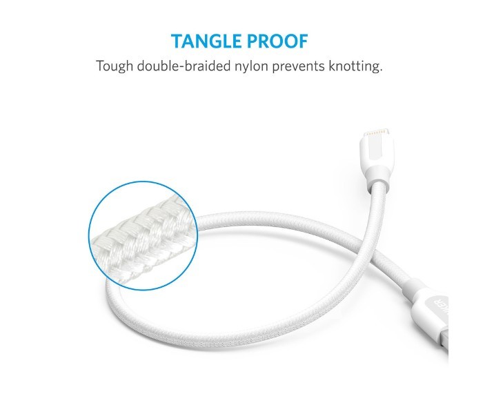 Anker A8124 Powerline Plus Lightning Cable 1 ft White - Zoom Image 5