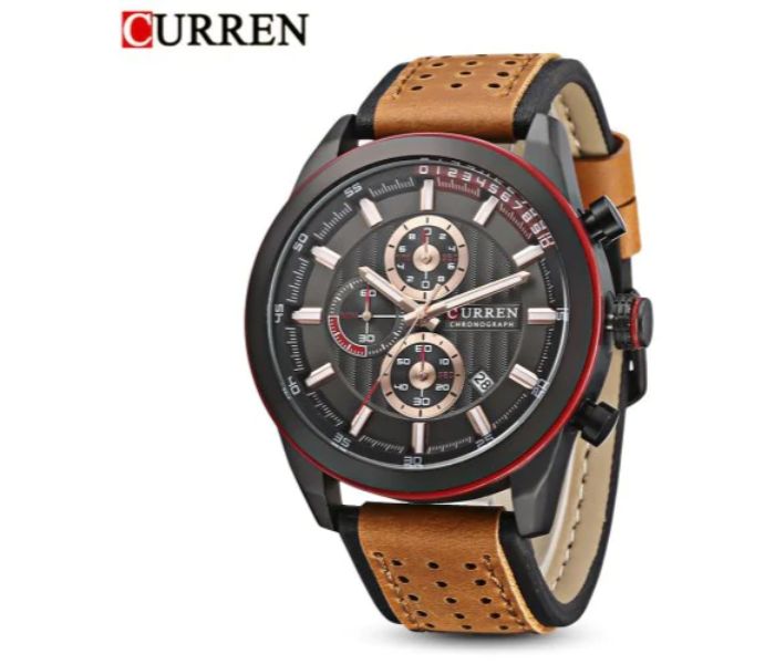 Curren 8292 Analog Quartz Watch For Men Brown And Black - Zoom Image