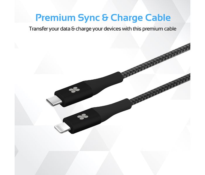 Promate UniLink-LTC USB Type-C OTG Cable with Lightning Connector - Black - Zoom Image 1