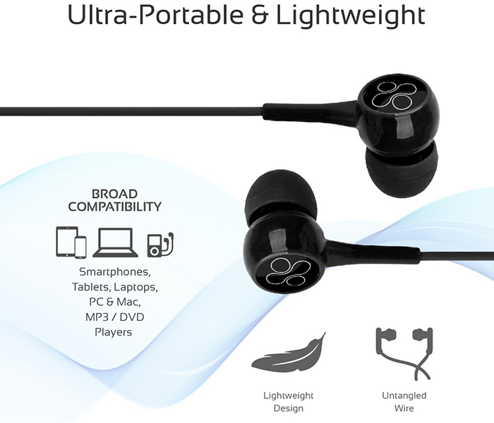 Promate Bent Dynamic In Ear Stereo Wired Earphone with Mic - Black - Zoom Image 3