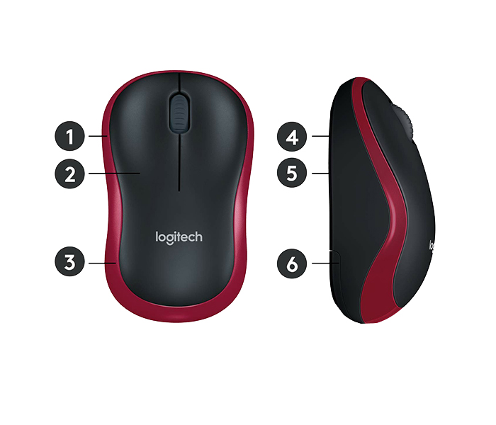 Logitech 910-002237 M185 2.4GHz Wireless Mouse - Red - Zoom Image 5