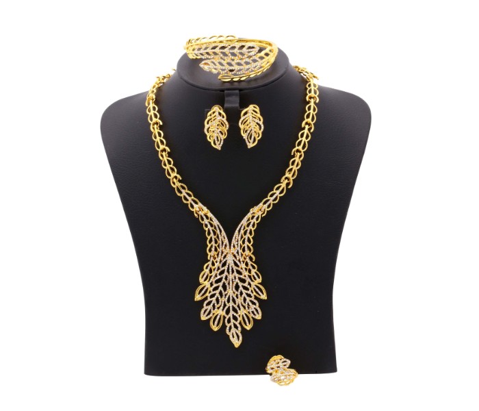 4 in 1 Autom Leaves 18K Gold Jewellery Set 32928 - Zoom Image 2