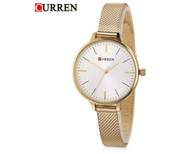 Curren 9022 Stainless Steel Analog Quartz Watch For Women White and Gold - Zoom Image 2