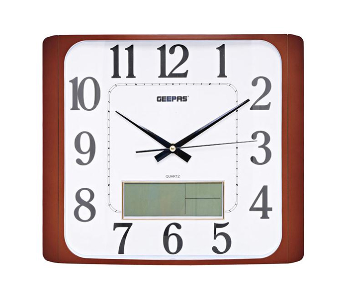 Geepas GWC4801 Wall Clock with LCD Display, White & Brown - Zoom Image 5