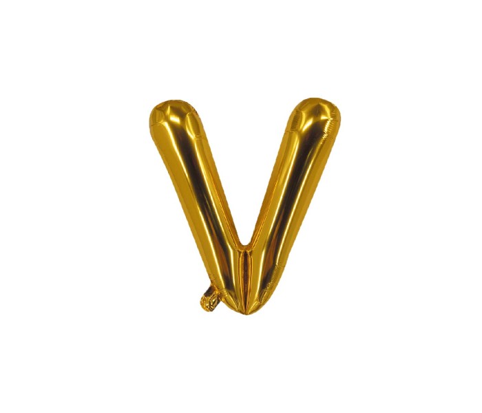 Party Time V-G-803409 Letter V 16 Inch Foil Balloon Gold - Zoom Image