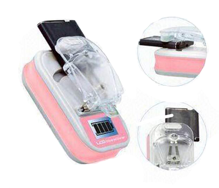 Universal Battery Charger With Usb Port And Lcd Display - Pink - Zoom Image