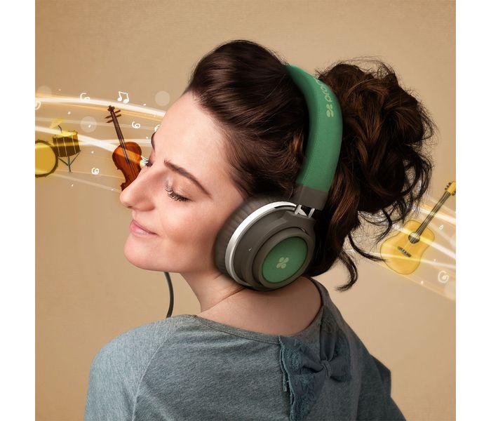 Promate Boom Over the Ear Wired Headset with Noise Cancellation, Green - Zoom Image 4