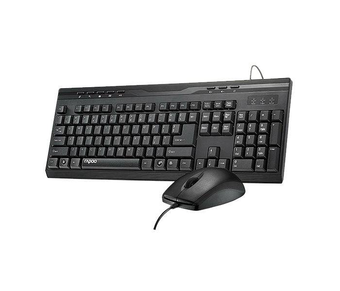 Rapoo NX1710 Combo Wired Optical Mouse & Keyboard - English, Black 16470 - Zoom Image 1