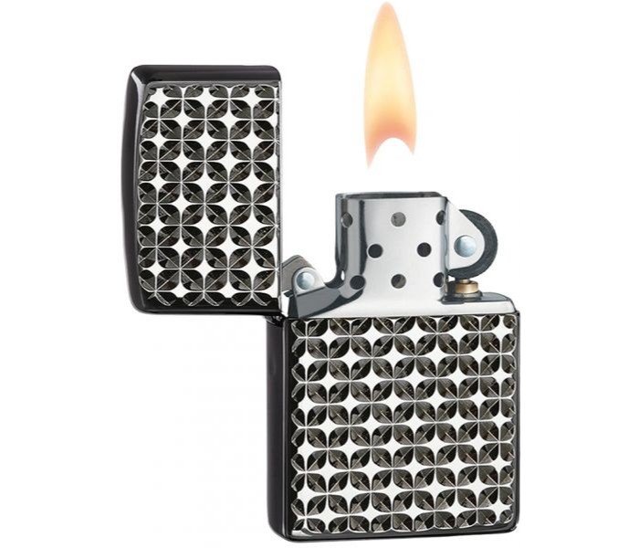 Zippo 28186-000009 24095 Engine Turn Star Lighter Black and White - Zoom Image 2