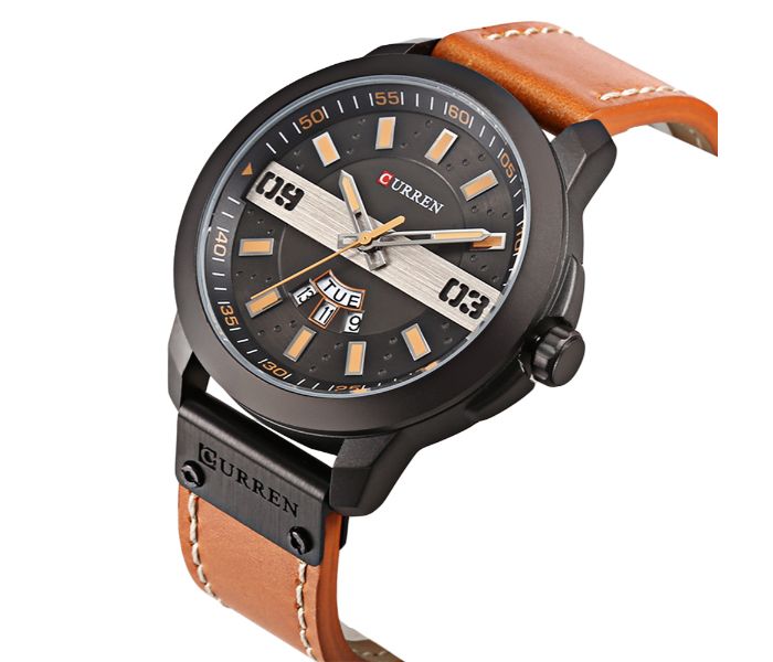 Curren 8286 Business Quartz Watch For Men Brown and Grey - Zoom Image 1