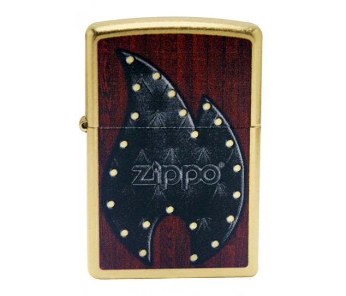 Zippo 28832 Leather Flame Lighter Gold & Red - Zoom Image