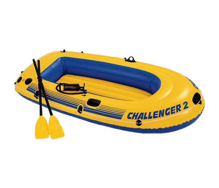 Intex ZX-68367 Inflatable Dinghy Challenger 2 Person Boat with Manual Pump - Yellow - Zoom Image