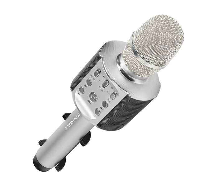 Promate Vocalmic-4 Portable Bluetooth Rechargeable Karaoke Mic with Phone Holder - Silver - Zoom Image 6