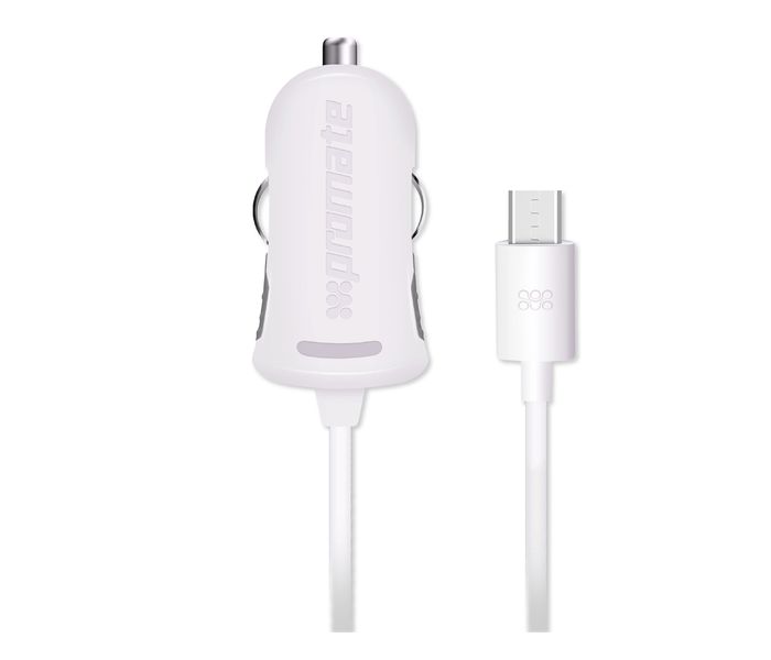 Promate ProCharge-M1 Universal Car Charger with Built in Micro USB Cable, White - Zoom Image 6