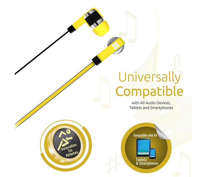 Promate Swish Universal Trendy Stereo Earphone with Noise Isolation, Yellow - Zoom Image 4