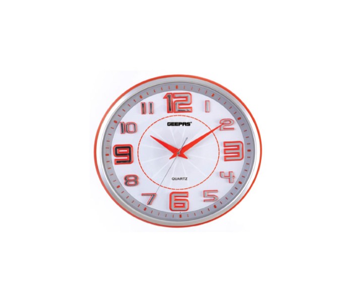 Geepas GWC4813 Wall Clock Taiwan Movement 3D White and Orange - Zoom Image