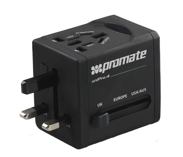 Promate UniPro.4 Multi Regional Travel Adaptor for USB Charged Devices, Black - Zoom Image 5