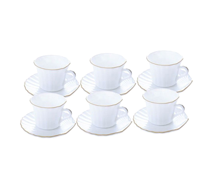 Royalford RF7591 6 Pieces Cup & Saucer Set - 9cm, White - Zoom Image