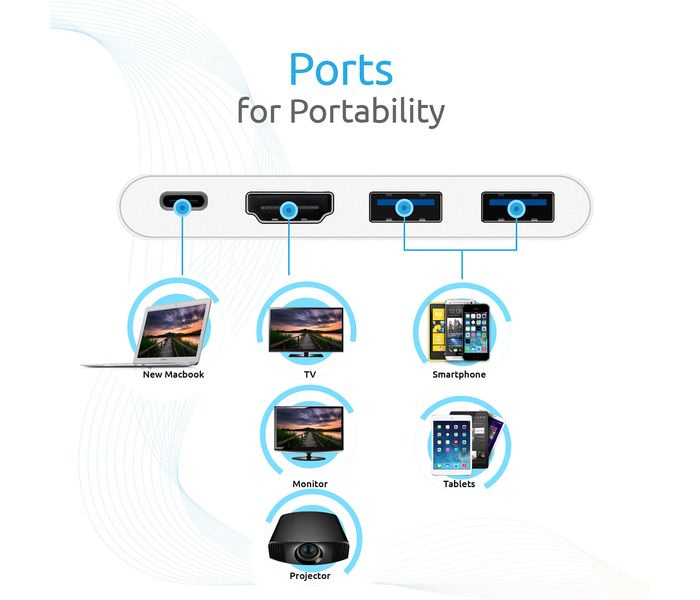 Promate Unihub-C USB-C Type C Hub-C,Silver - Zoom Image 1