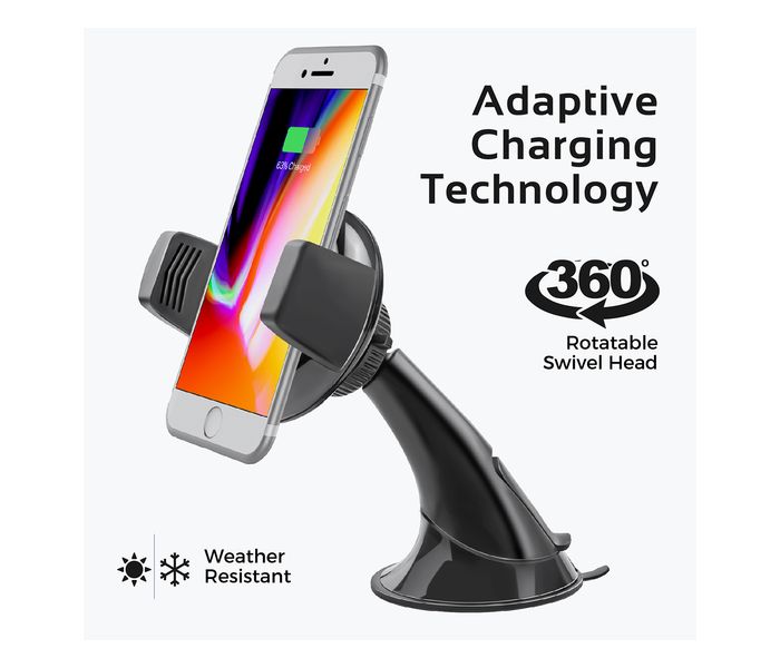 Promate AuraMount-2 Ultra Fast Qi Wireless Charging Car Mount, Black - Zoom Image 3