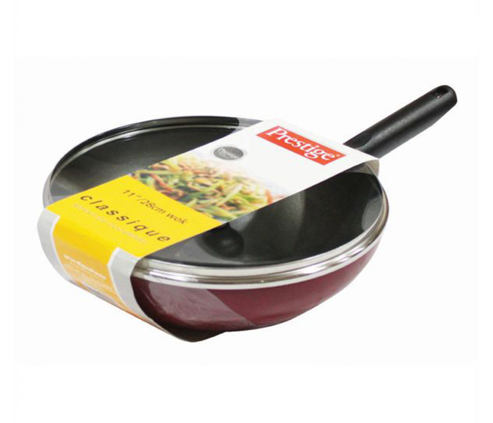 Prestige PR20978 26CM Classique Non-Stick Wok Pan with Glass Lid - Red - Zoom Image