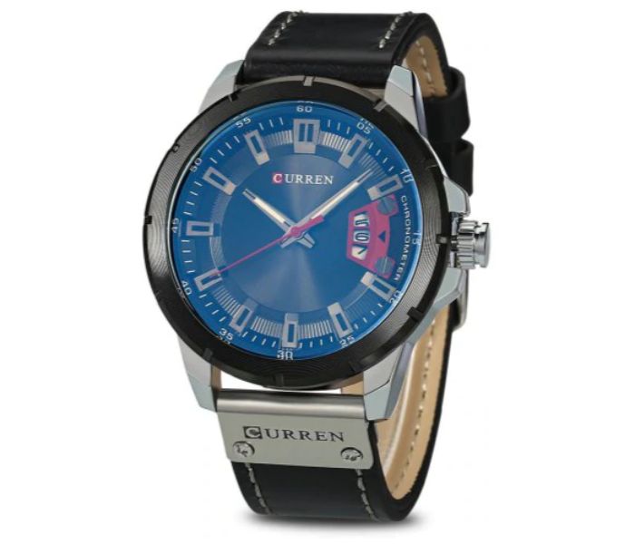 Curren 8284 Analog Quartz Watch For Men Black and Blue - Zoom Image 1