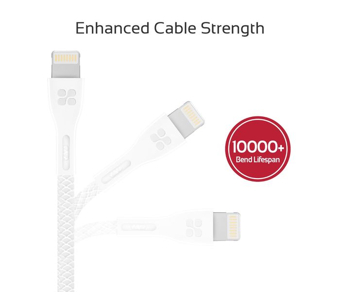 Promate Powerbeam-i Lightning to USB-A Charging Cable - 1.2 Metre, White - Zoom Image 5