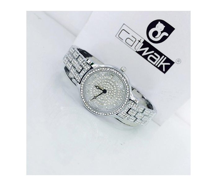 Catwalk CW-422 Genuine Quality Fashionable Cz Watch for Women - Silver - Zoom Image