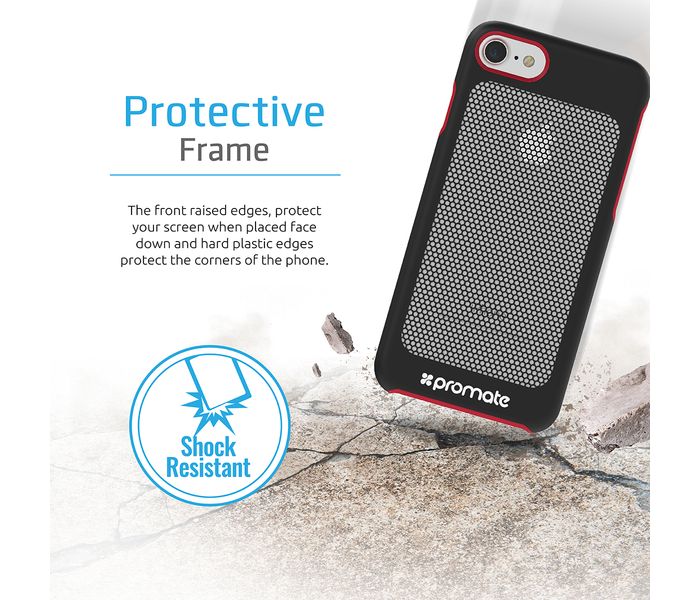 Promate Steel-i7 Ultra-Light Protective Snap-On Case iPhone 7 Case Cover with CoolGrid Mesh, Red - Zoom Image 3