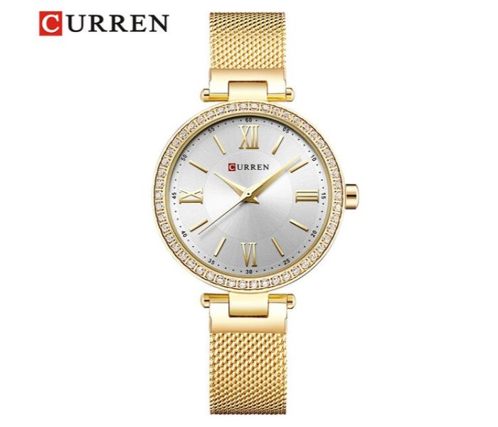 Curren 9011 Fashion Quartz Watch For Women Gold And White - Zoom Image