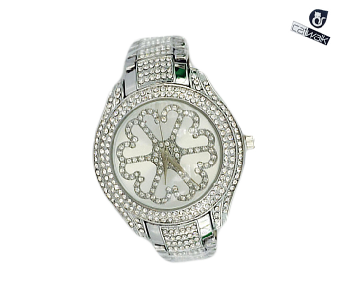 Catwalk CW-416 Genuine Quality Fashionable Cz Watch for Women - Silver - Zoom Image