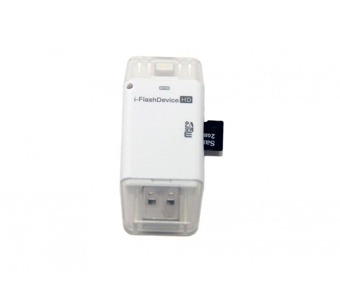 Trands TR-OT734 iPhone OTG Micro SD Card Reader - White - Zoom Image 2